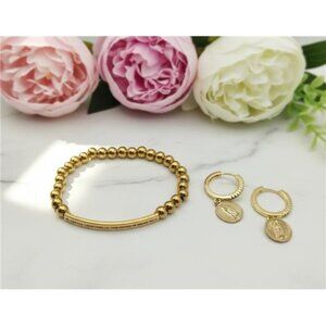 Be Anxious For Nothing Inspirational Bracelet And Earrings Set 14K GF Gold